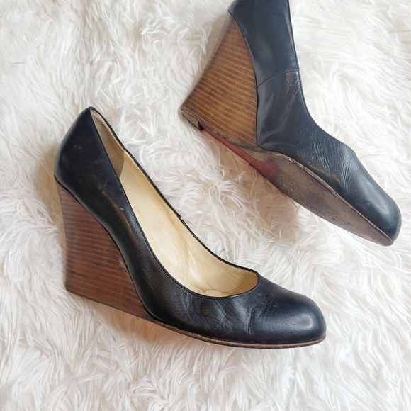 Christian Louboutin Wedge Black Shoes - Picture 2 of 14